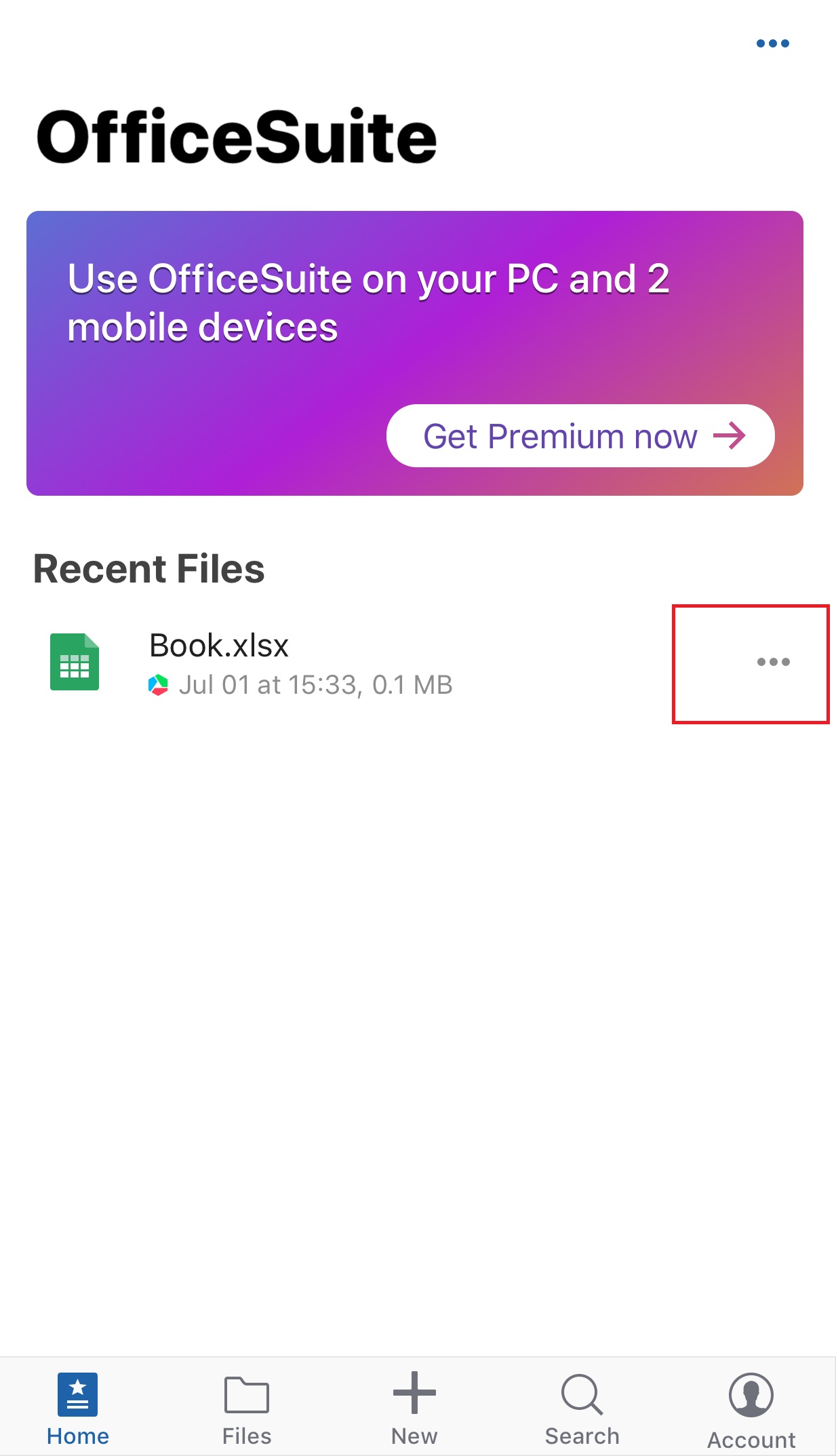 Create And Save A Spreadsheet To MobiDrive OfficeSuite